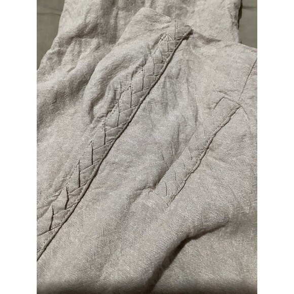 Jason Wu Linen Blend Tan Khaki High Rise Trousers Braid Accent 6 Cropped - Picture 5 of 9